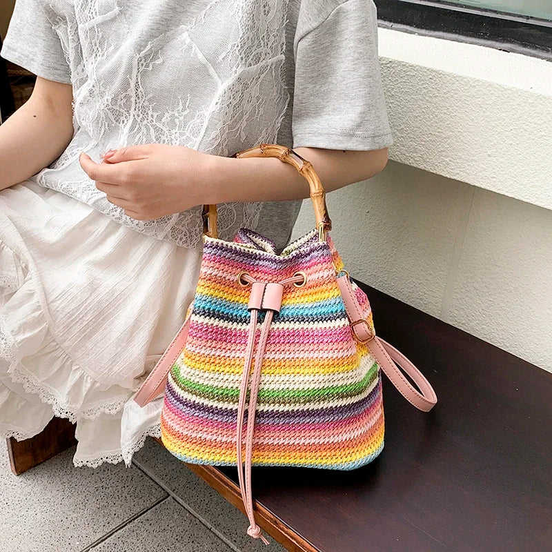 Straw Beach Bucket Bag